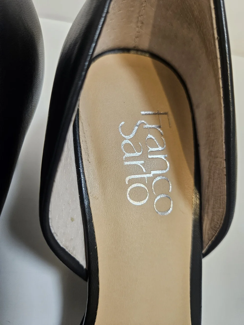 Franco Sarto Black Leather Fenvay Pointed Toe Wedge Pumps Heels Size 6.5M